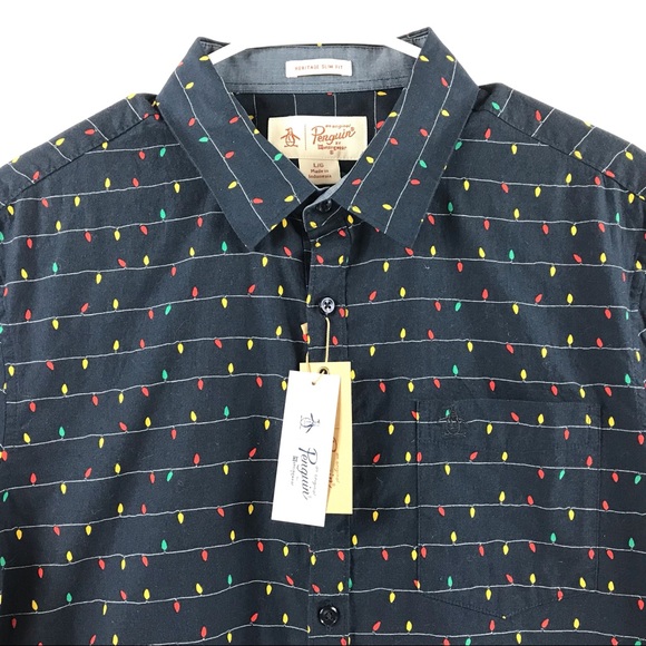 . Original Penguin Heritage Slim Fit Christmas Shirt - Picture 3 of 9